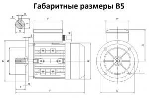 Размеры фланца B5 электродвигателя - вал 24 мм, фланец 200 мм